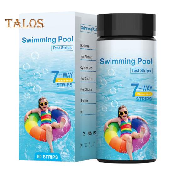

50/100 шт. тест-полоски для бассейна 7 в 1 тест-полоски для спа-тестов бумага для тестирования воды в гидромассажной ванне на твердость, хлор, бром, циануровая кислота, общая щелочность и pH 50pcs