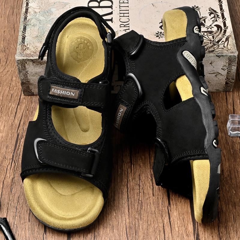 2025 Neue Reise Herren Wanderschuhe Klassische Herren Leder Sommersandalen Rutschfeste Römersandalen Hausschuhe Outdoor Strand Turnschuhe