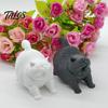 3D Printed Cute Yawning Chubby Cat Figurine, Black White, Wide Stable Anti-Tipping Base, Desktop Decor for Pet Shop Bedroom & Cat Lover Birthday