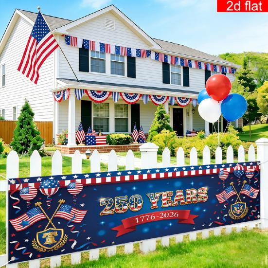 250th Anniversary Banner 6.5x1.5ft 250 Years of Freedom American Patriotic Decoration