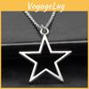 Collier pendentif étoile creuse argenté vintage tendance pour hommes et femmes de taille 36x33 mm