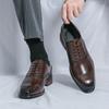 Men'S Classic Retro Oxfords Shoes Mens Business Dress Office Leather Brogue Shoes Men Fashion Wedding Party Lace-Up Flats New
