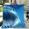 Coperta morbida in flanella con squali cartoni animati 3D, coperta da divano per soggiorno, camera da letto, letto, divano, copertura per picnic
