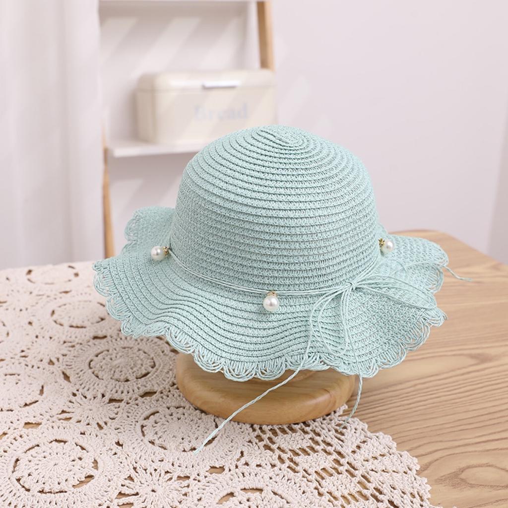 Baby Girl Sun Hat Summer Sun Protection Straw Hat Pearl Beach Bucket Hat Girls Sun Hat