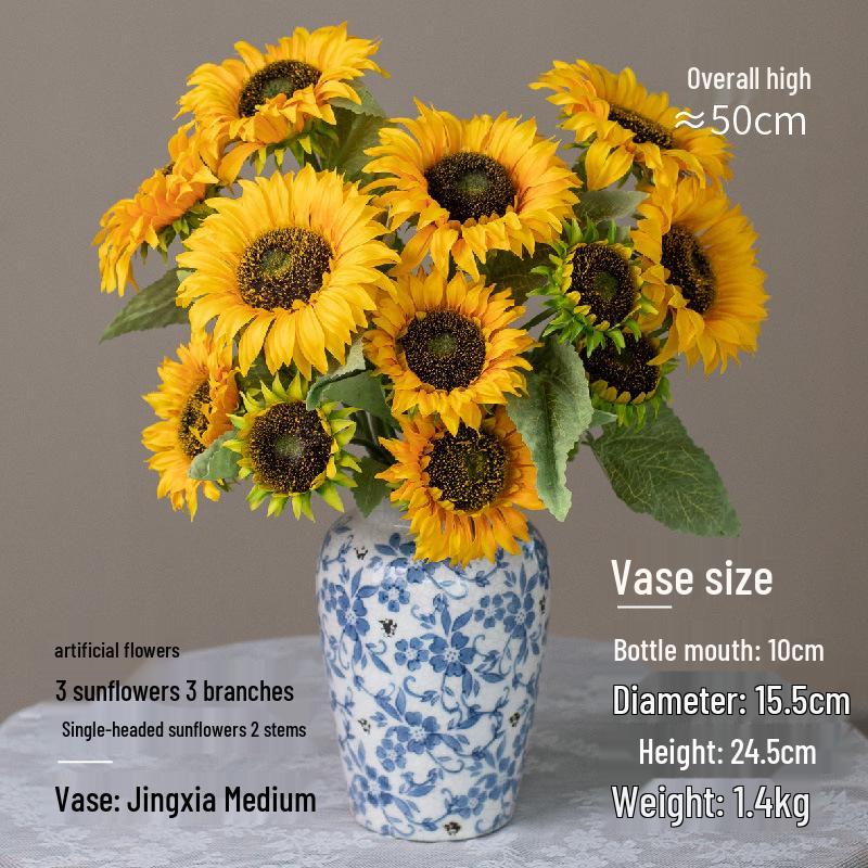 Sunflower Silk Flower Arrangement: Artificial Dried Flowers for Living Room, Dining Table, and Photo Props