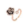 S925 Sterling Silver Black Camellia Ring - Women's French Luxury Style