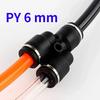 4 6 8 10 12 14 16mm PY PW Black Y-type Three Ways Pneumatic Air Fitting Quick Push To Connect Quick Release Variable 14-12 6-4