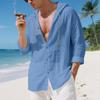 Autumn Loose Linen Shirt Men's Long-sleeved Trendy Beach Casual Hooded Cardigan
