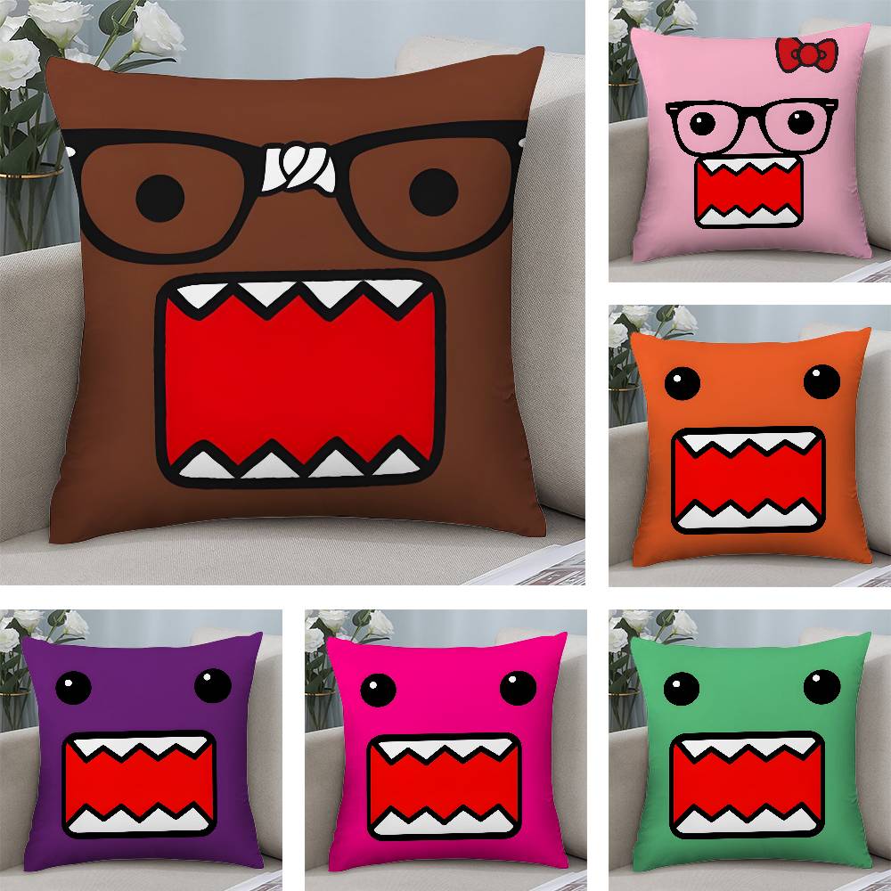 Cool Cute D-Domo KunS Face Pillow Case Soft Plush Fabric Double Sided Print Decorative Home Living Room Gift Cushion