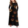 Dívčí maxi šaty na Halloween - Šaty s dlouhým rukávem a kapsami