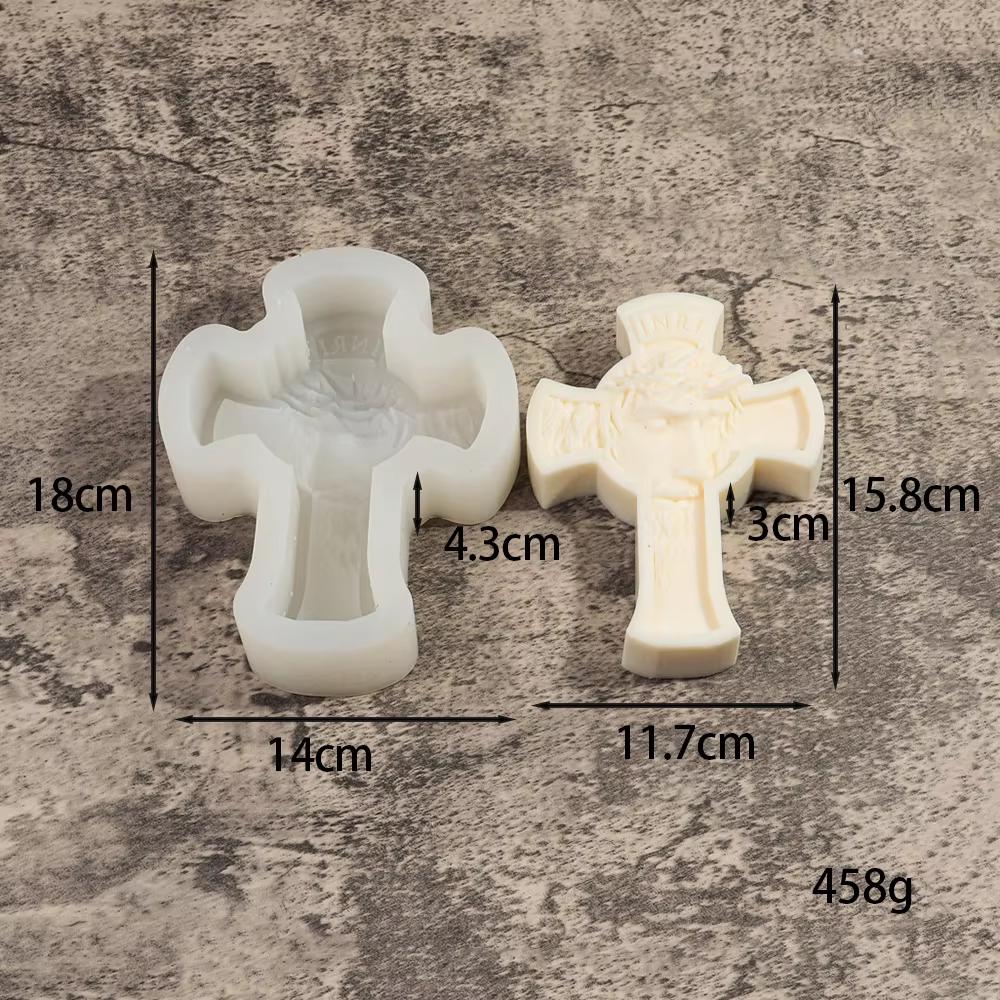 DIY Large Cross Candle Silicone Mold Handmade Jesus Madonna Relief Aromatherapy Resin Gypsum Mold Religious Decoration Gift