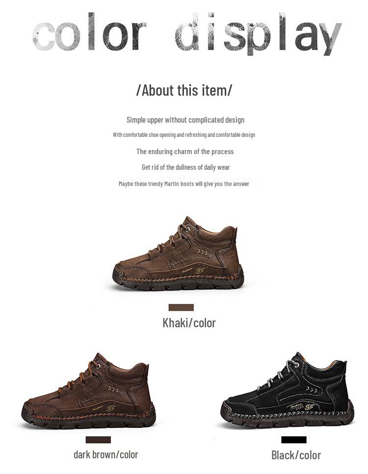 2024 Autumn/Winter Men's Plus Size High-Top Cotton-Lined Casual Warm Shoes