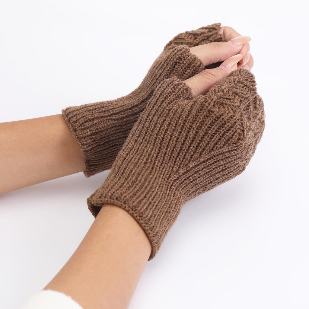 Botvotee Sleeves for Women Arm Warmers Free Shipping Y2k Accessories Burgundy Knit Winter Fingerless Gloves Fashion Arm Guard