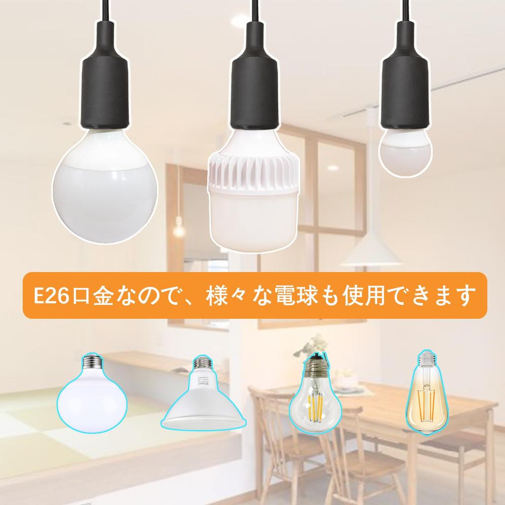 E26 Base Adapter for Track Lighting, 100cm Adjustable Cord, Easy Installation, No Construction Required (black, 1m, 1 Piece)