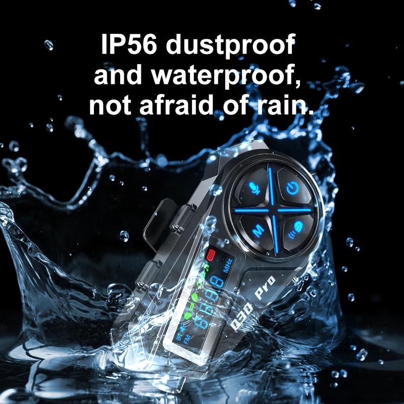 Motorcycle Intercom Headset Helmet BT 5.4 For 2 Riders Intercommunicator 500M Waterproof Music Sharing Interphone with FM Audio