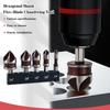 5Pcs/set Hexagonal Shank Five-edge Chamfer 82 ° Chamfer Knife Woodworking Chamfer Screw Countersunk Head Countersink Drilling Wood Centering