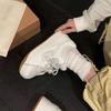 Round head muffin sole student campus lace-up casual board shoes women's 2025 spring and summer new versatile thick-soled white shoes