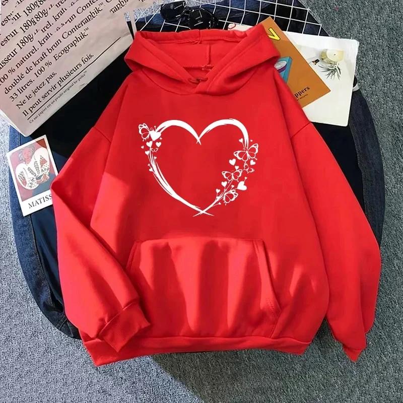 Butterfly Printed Hoodie for Woman High Quality Hoode Long Sleeve Pullover All Season Female Daily Sport Loose