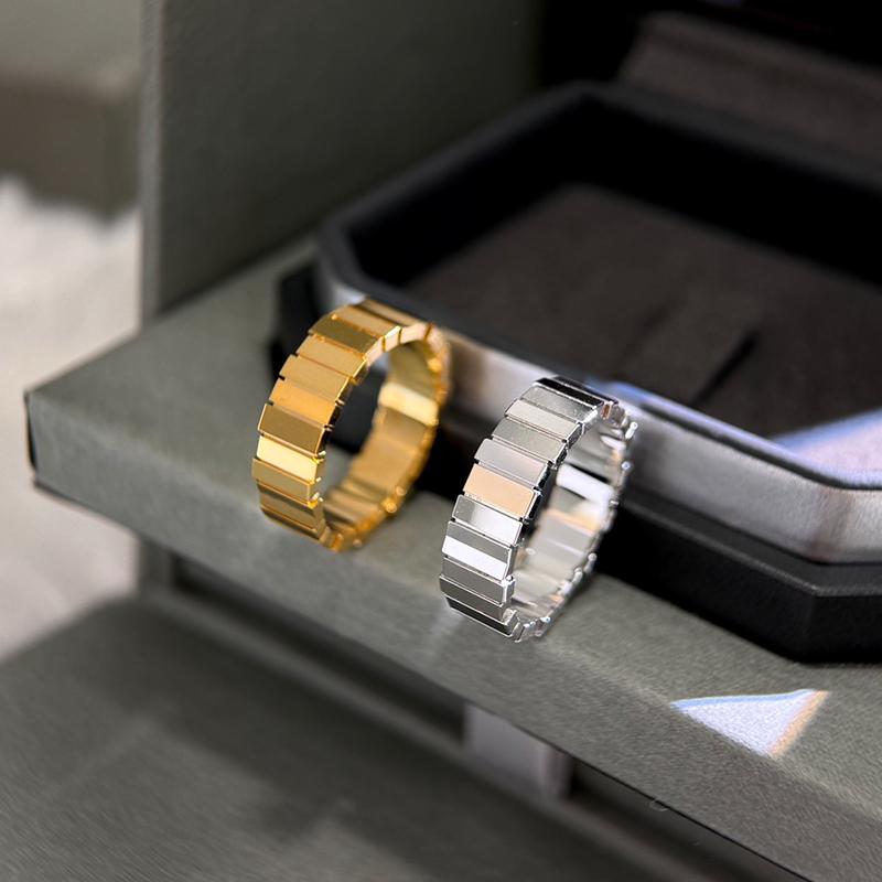 Musla Design Luxury 925 Sterling Silver Couples Ring with Trendy Plaid Design and Shiny Finish Perfect for Daily Wear Jewelry