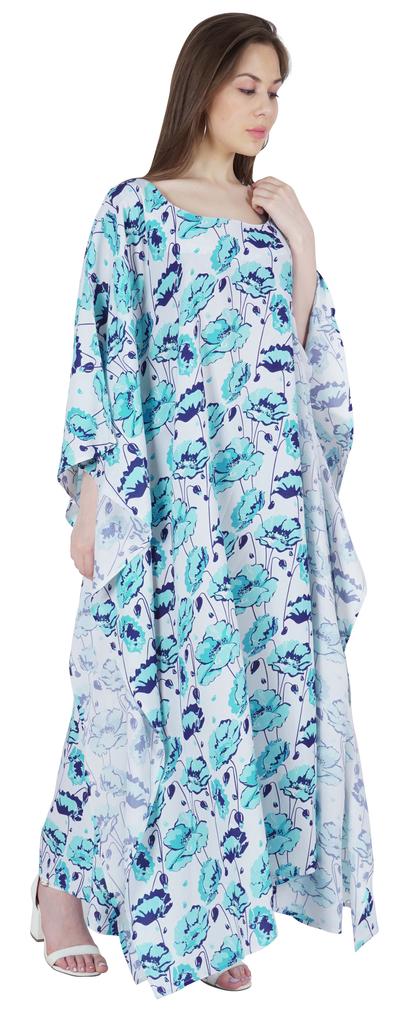 Moomaya Long Kaftan Maxi Dress For Women  s Kimono Sleeves Beachwear Cover Up Plus Size