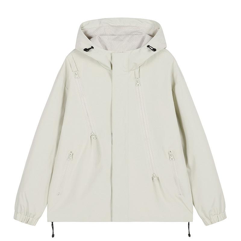 Teenagers Spring and Autumn Thin Jacket Men Casual Couple Loose Hooded Windbreaker Jacket Men Windbreaker Mountaineering Suit