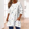3/4-ermetopper for kvinner T-skjorte Casual Print Topper T-skjorte Rund hals Pullover Bluse