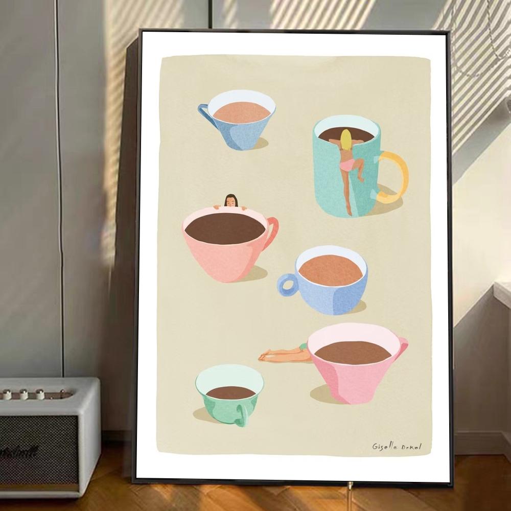 

Кофейные чашки забавные художественные аниме-постеры липкие HD-качества настенные художественные ретро-постеры для домашнего декора комнаты Kawaii 21*30cm No Frame