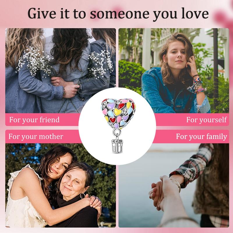 Original Copper Bead Charm Heart Air Balloon Gift Box Bead Fit Original Bracelet For Women Diy Jewelry Gift