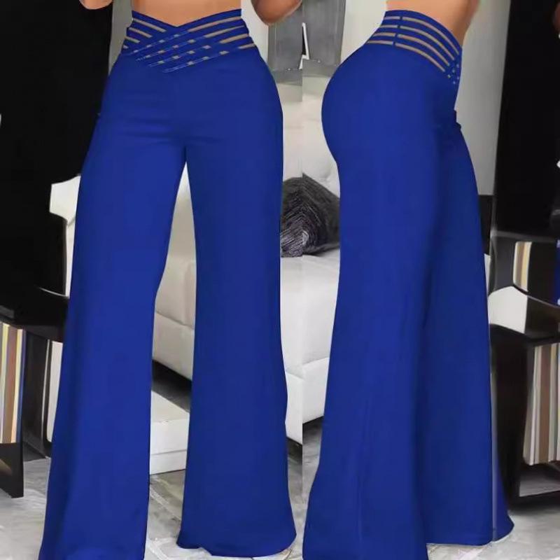 2023 Summer Women's High Waist Hollow Belt Wide Leg Trousers