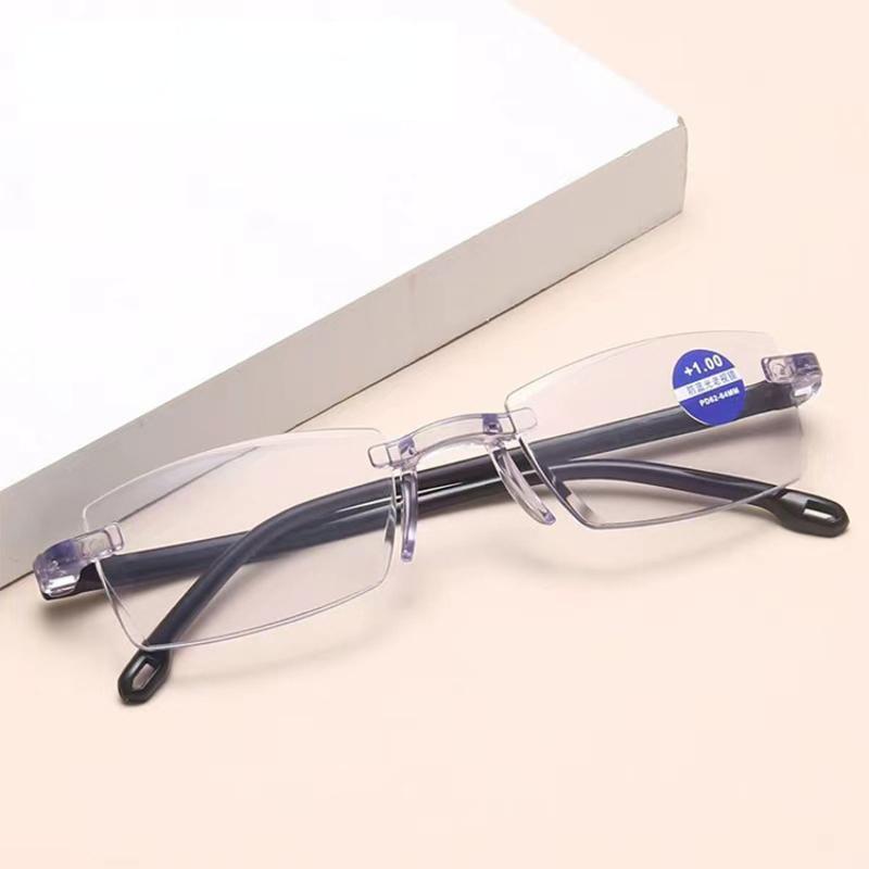 Rimless Reading Glasses Men Women Vintage Frameless Anti Blue Light Presbyopic Glasses Ultralight Farsighted Eyewear 0 To +4.0