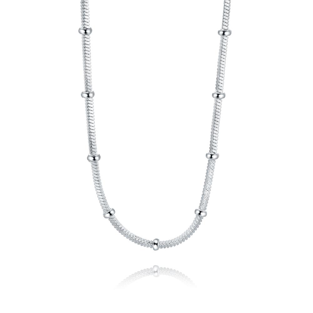 Collier de perles en argent sterling 925 avec chaîne serpent et breloque de mariage