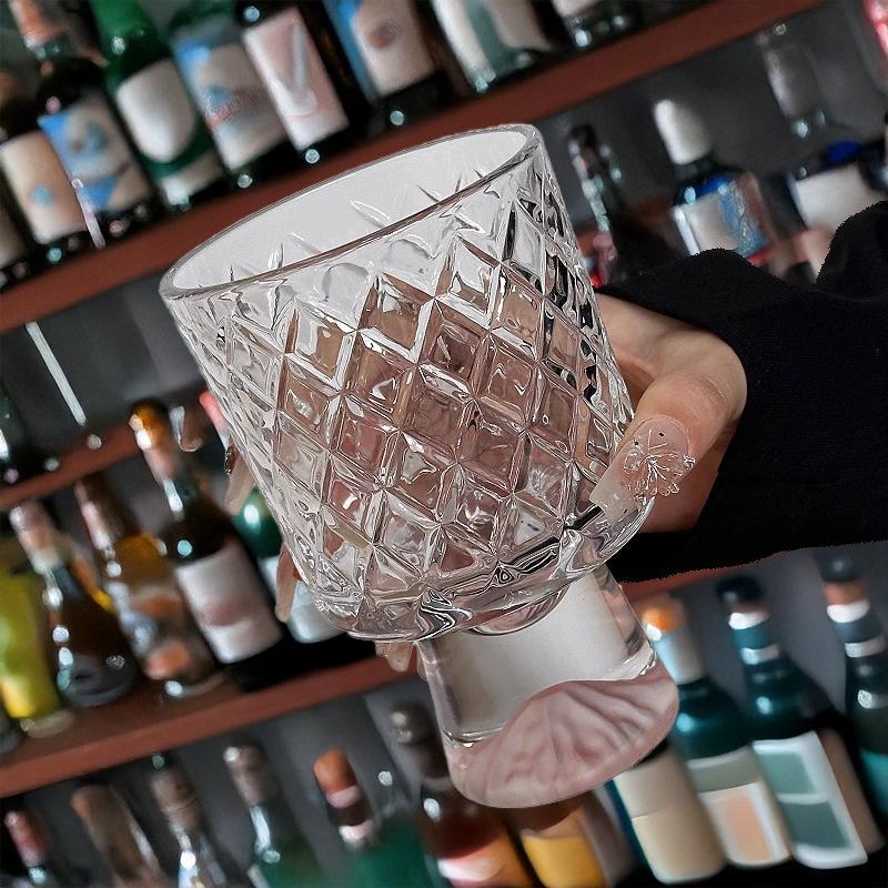 

Pink Limited Mountain Glass Cup High End Small Batch Cocktail Wine Dessert Coffee Drinkware 201-300ml