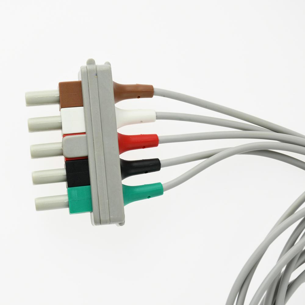Compatible with PH*I*LI*PS Cable 3/5-Channel Snap/Clip, Replacement ECG Lead Wires Cable Adapter, Use for Companion ECG Trunk Cable