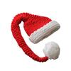 Infant Christmas Knit Photography Hat - Red Long-Tail Styling for Newborn and Children's Photos
