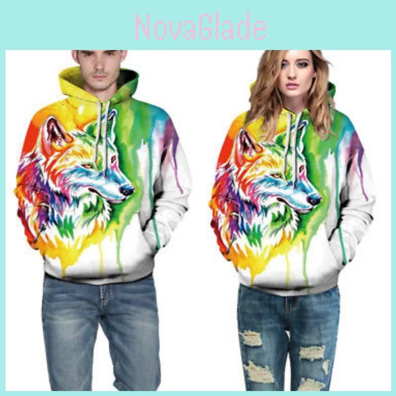 Lebendiger Totenkopf-Print Digitaler Pullover-Hoodie Für Herren Bequem Lockerer Schnitt
