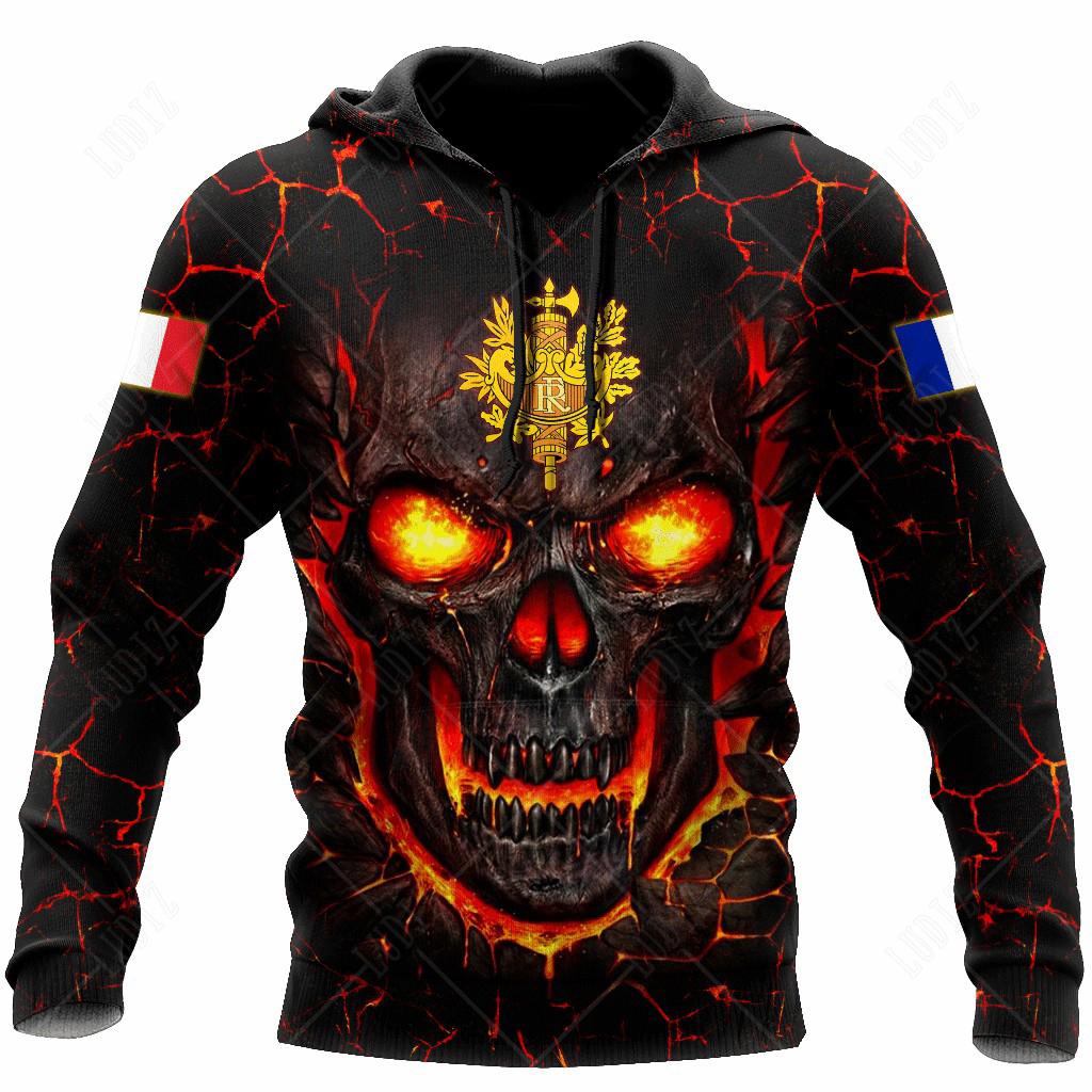 France Hoodies Men's Hoodie 3D Print France Flag Tops Autumn Long Sleeve Streetwear Designer Hooded Hoodie For Men Clothing