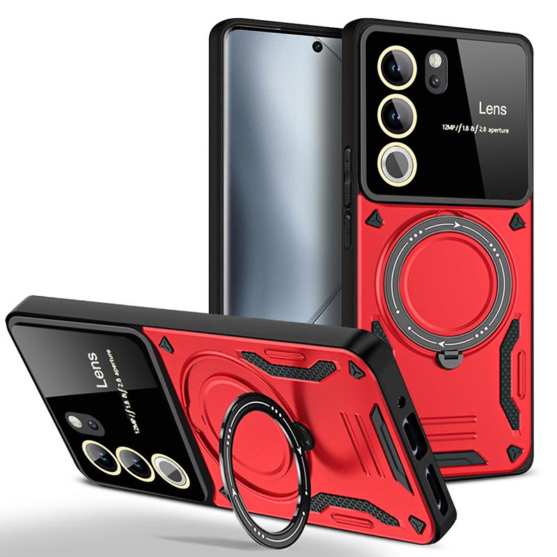Shockproof Armor For VIVO V50 Lite V29 V27 Pro V27E Case Phone Ring Stand Bumper Silicone Phone Cover Capa For VIVO V29 Cases