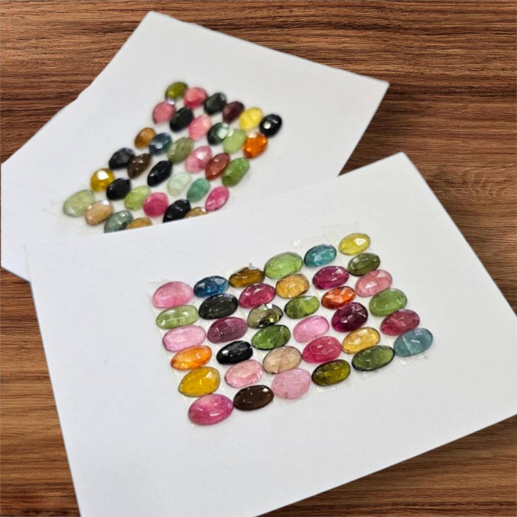 Multi-Tourmaline Rose Cut Gemstone Lot: Faceted Tourmaline Stone For Jewelry Making, ( 6 To 10 Mm )
