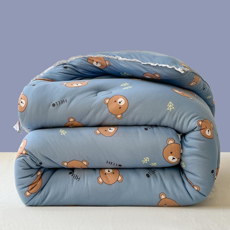 All-Season Cute Cartoon Print Comforter Adults Children Thick Warm Winter Quilts Single Double Size Soy Fiber Soft Quilt for Bed