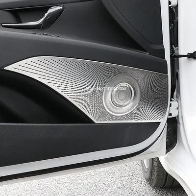 For Hyundai Elantra CN7 Stainless Steel Car Interior 4 Door Audio Speaker Decor Cover Loudspeaker Trim Sticker