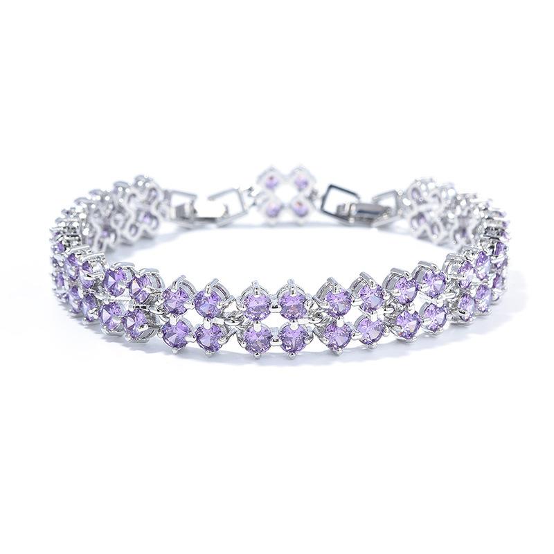 Luxury Inlaid Colored Gemstones Roman Bracelet Synthetic Cubic Zirconia Colored Diamonds Crystal Zircon Party Versatile Bracelet