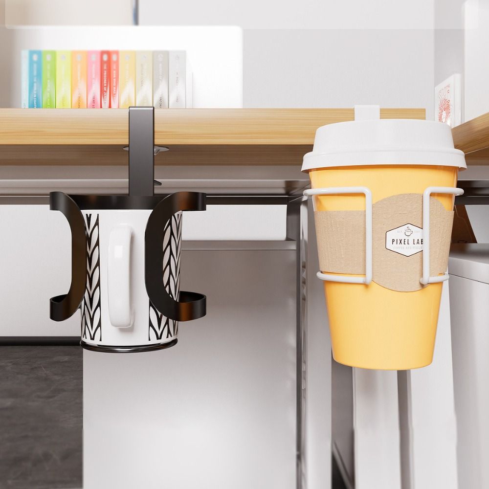 Anti Spill Cup Storage Rack Metal Table Fixed Storage Rack New Desk Cup Holder  Table
