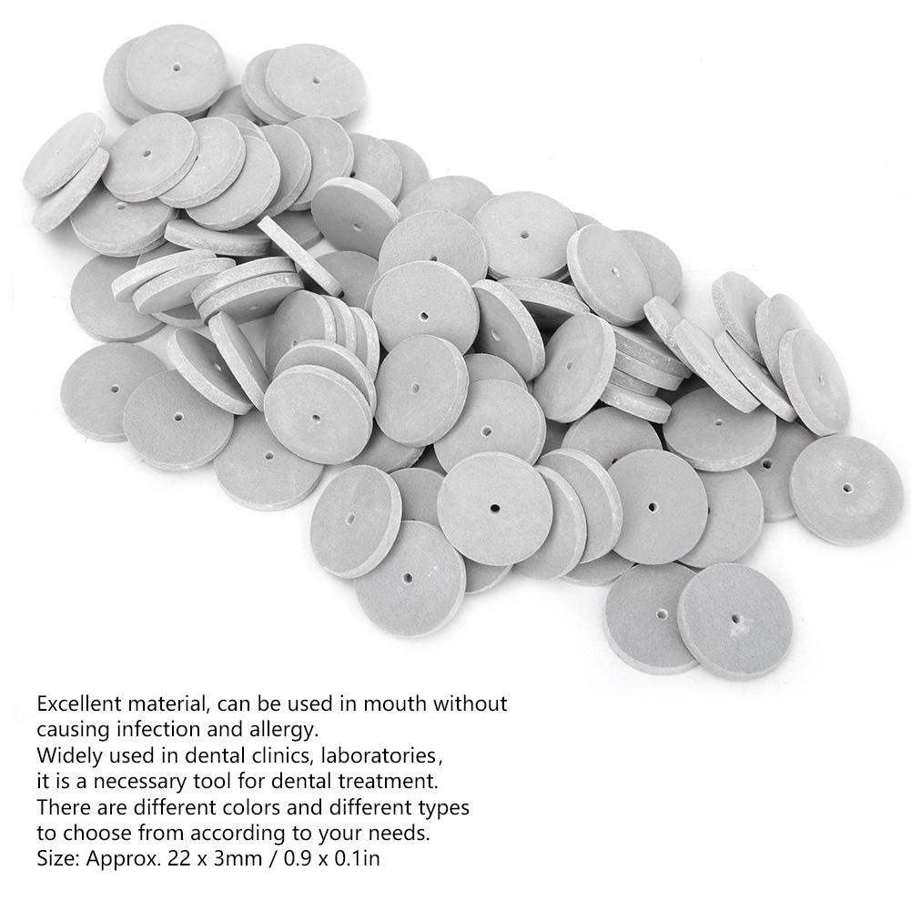 100pcs Dental Laboratory Burs Abrasive Grinding Polishing Rubber Wheel Tool (Grey Fine)