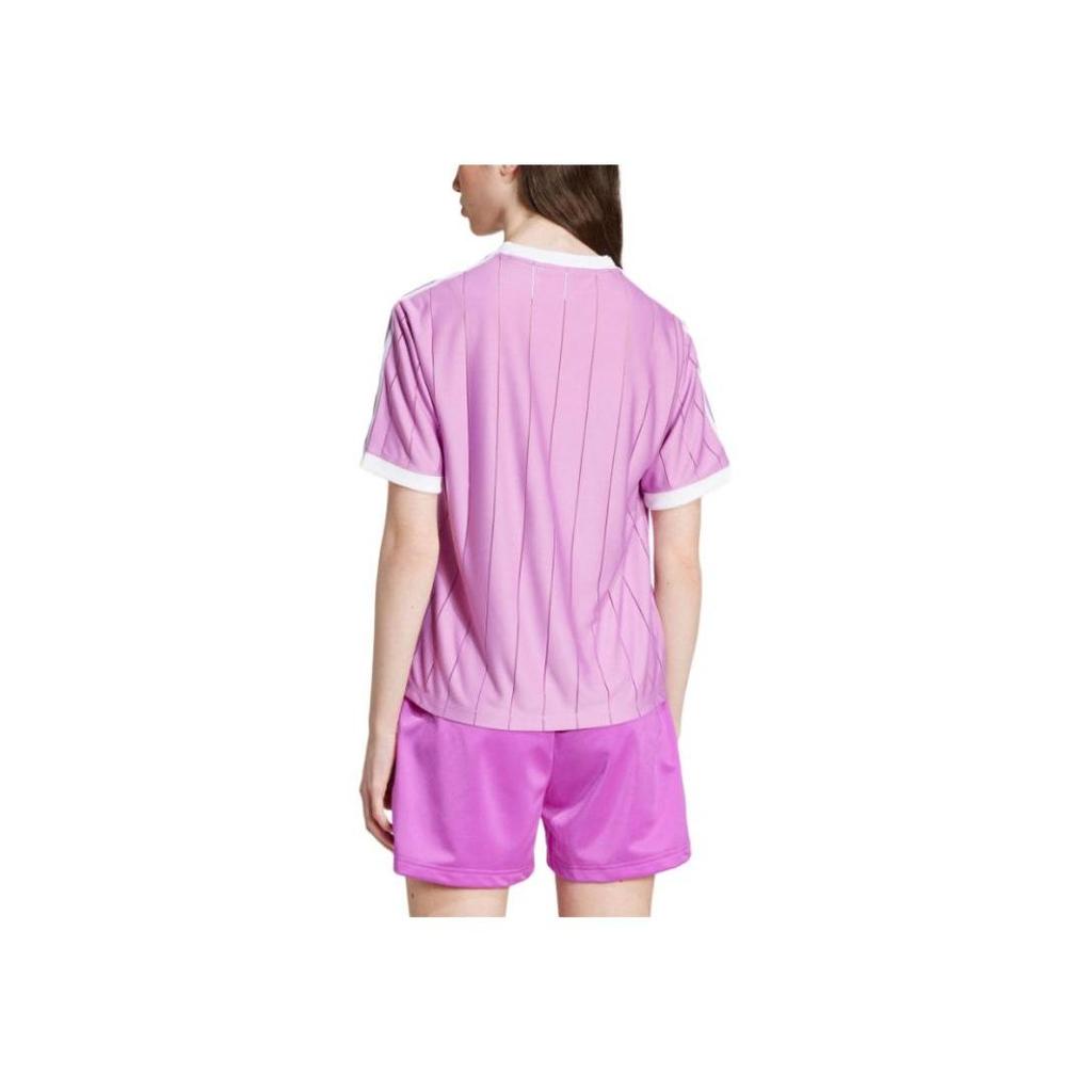 adidas Originals Adicolor Casual Striped Logo Short Sleeve T-Shirt Women Tops Purple IY7226