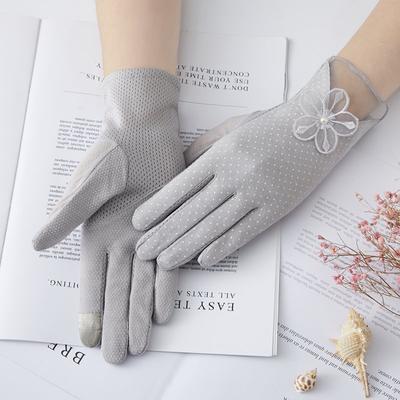 Women's Thin Summer Anti Slip Touch Screen Gloves Short Pure Cotton UV Elastic Sun Protection Gloves