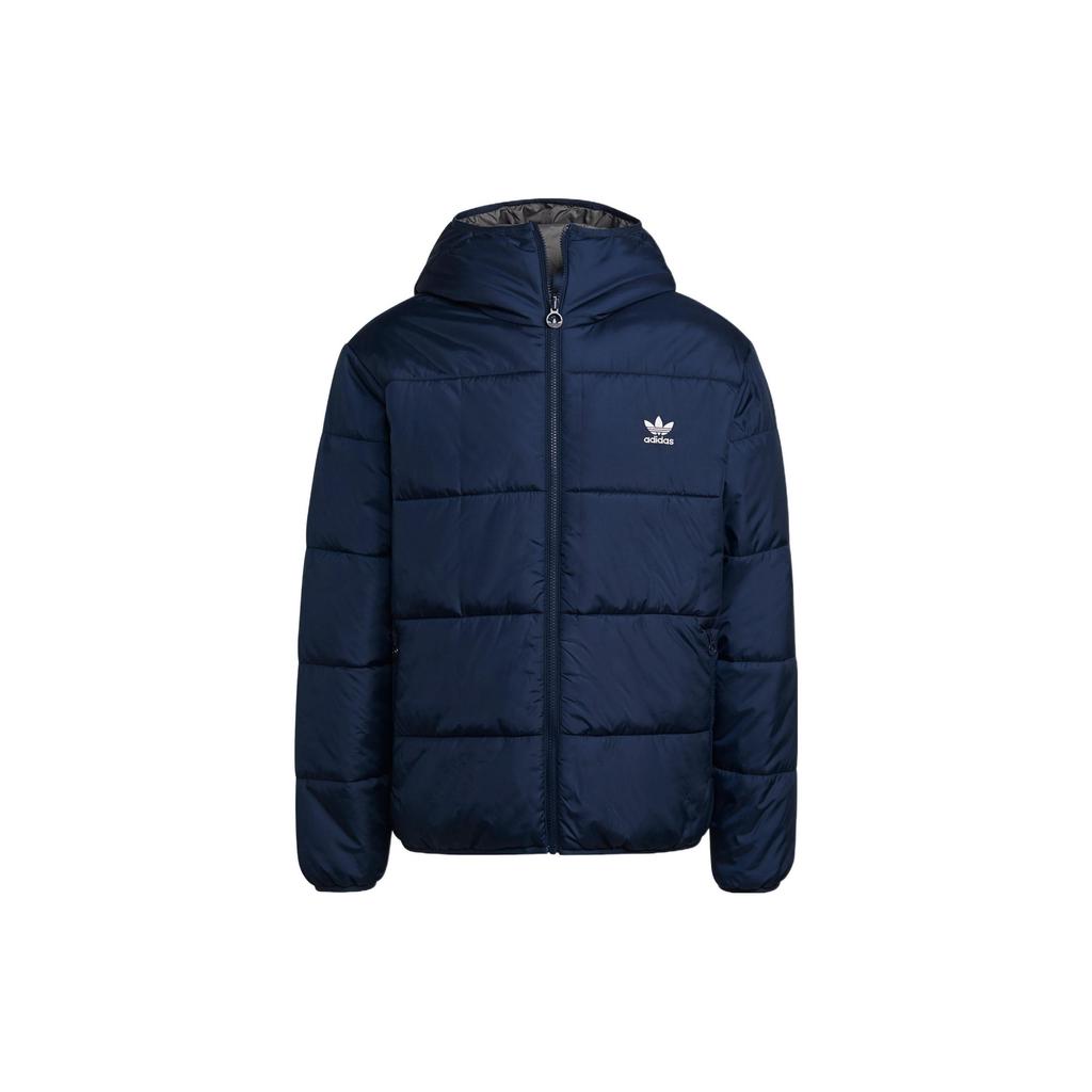 Adidas Originals Solid Color Logo Zip-Up Hoodie Men Outerwear Blue HM2462