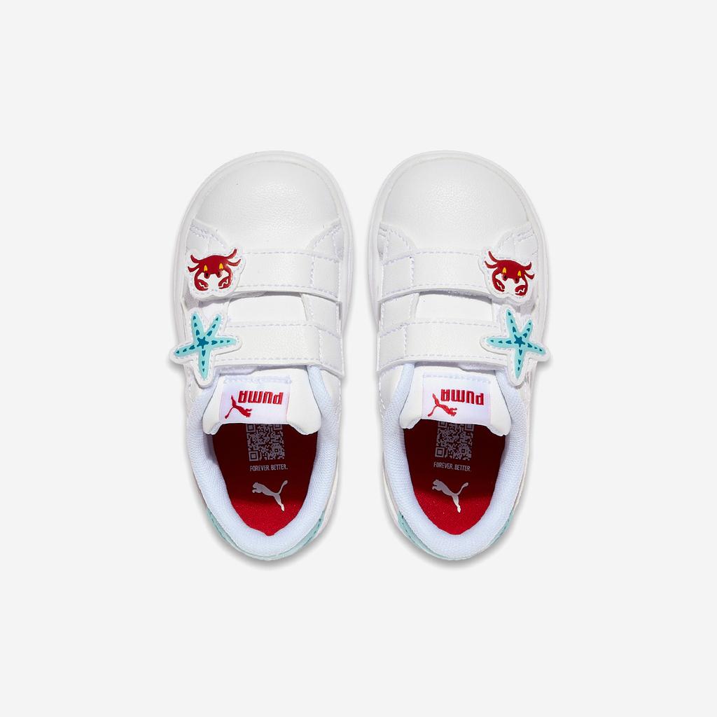 Puma Smash 3.0 Badge Velcro Infant [PKI39728706-PUMA White-Safe Lake-Red Fire]