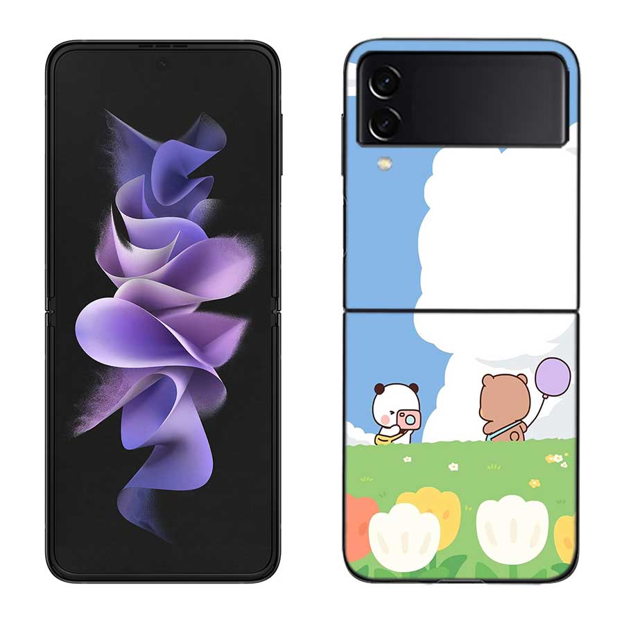 Cute BuBu DuDu Phone Case For Samsung Z Flip 7 6 5G Galaxy Z Flip 5 4 3 Black Hard Cell Cover Luxury PC Shell Coque