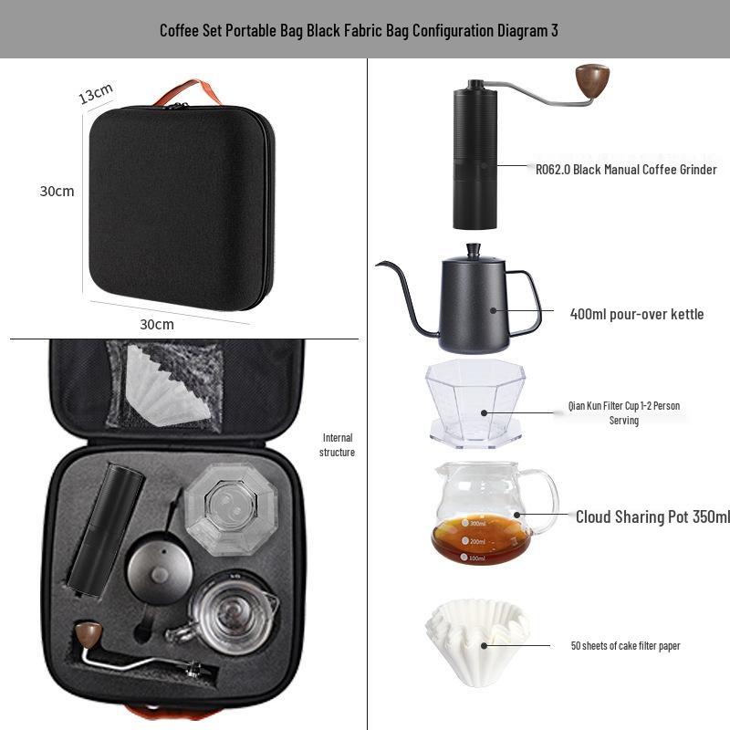 Set Portatile da Caffè Pour-Over da Esterno con Macinacaffè - Ideale per il Campeggio