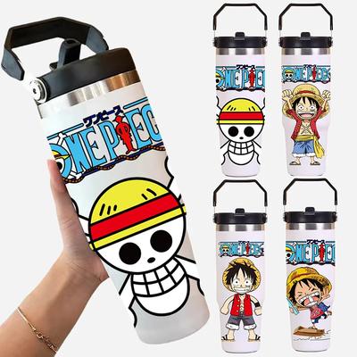 30oz Anime American Simple Solid Color Stainless Steel Thermos Portable Car To Carry Water Cup Thermal Insulation Cold Ice Cup